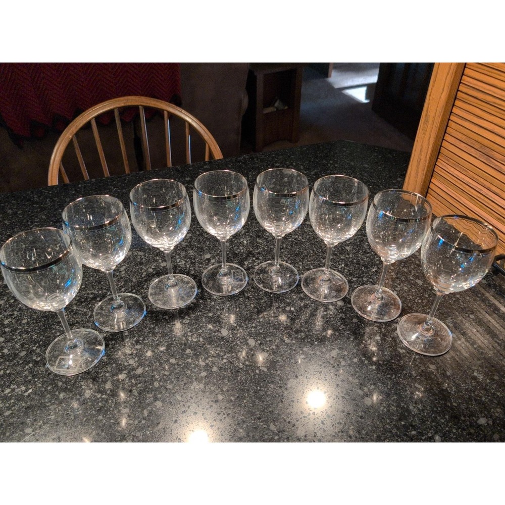 Vtg Mikasa Crystal Stephanie Water Goblet 7 1/2" Wine Glass Set Of 8